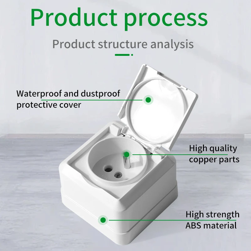 YW-1816-F Wodoodporne gniazdo ścienne typu francuskiego/wodoodporne gniazdo Euro z uziemieniem IP20