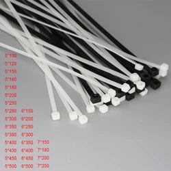 5/6/7*100/150/200/250/300/350/400/450/500mm Black White Self-Lock Nylon Plastic Strap Wrap Ziptie Fasten Zip Ties Cable Tie