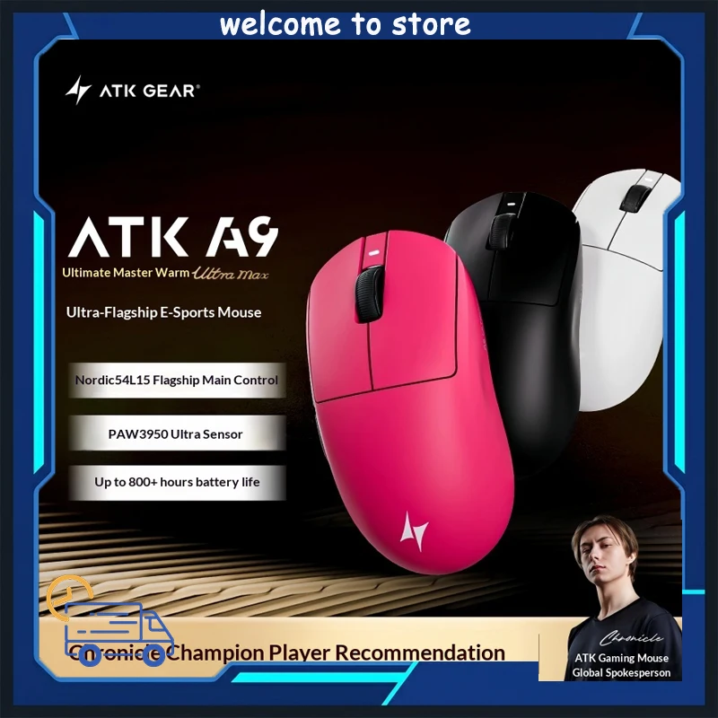 

ATK V9 Wireless Gaming Mouse PAW3395 8K Polling Ultra Lightweight 49g Tri-mode Bluetooth Esports Gamer Custom Pro