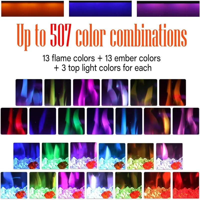 Benrocks 60''WiFi-Enabled Electric Fireplace Inserts Alexa App Control,Slim Recessed Wall Mounted,13*13*3Flame Color Combination