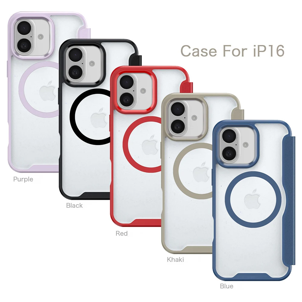 Luxuriöse Flip-Slot-Kartenhülle mit Magnetverschluss für iPhone 18 15 16 11 12 13 14 17 Pro Max, matte, durchscheinende, stoßfeste Hülle – Detail 1