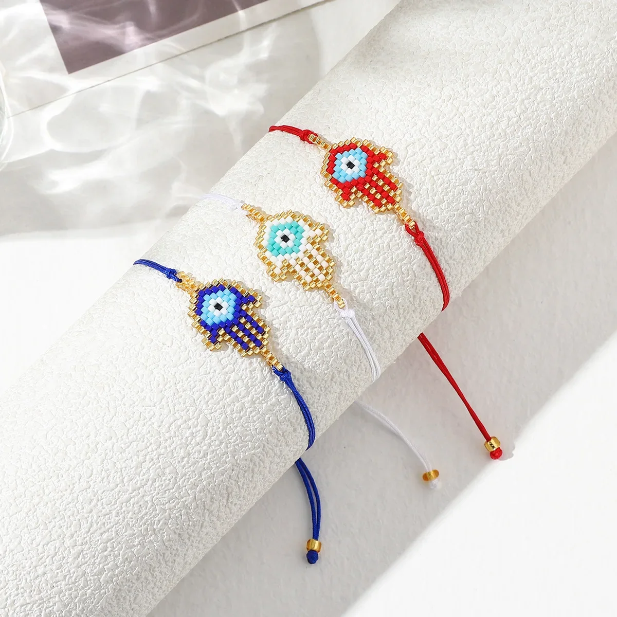 Beaded bracelet Palm Eye Originality Design Hand knitting Bohemia Adjustable Tide Simple Rice bead bracelet
