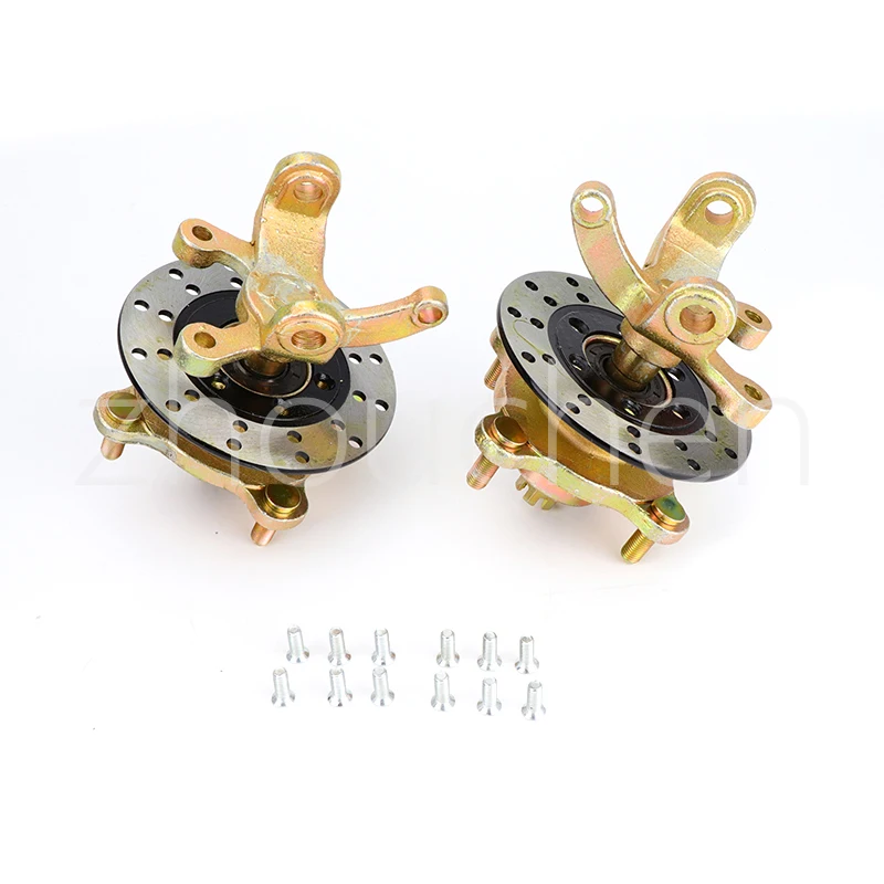 Dla wózek golfowy gokart Karting Quad wrzeciona kierownicy Knuckle wrzeciona z 110mm M10 * 4 piasty koła 130mm tarcza hamulcowa Fit