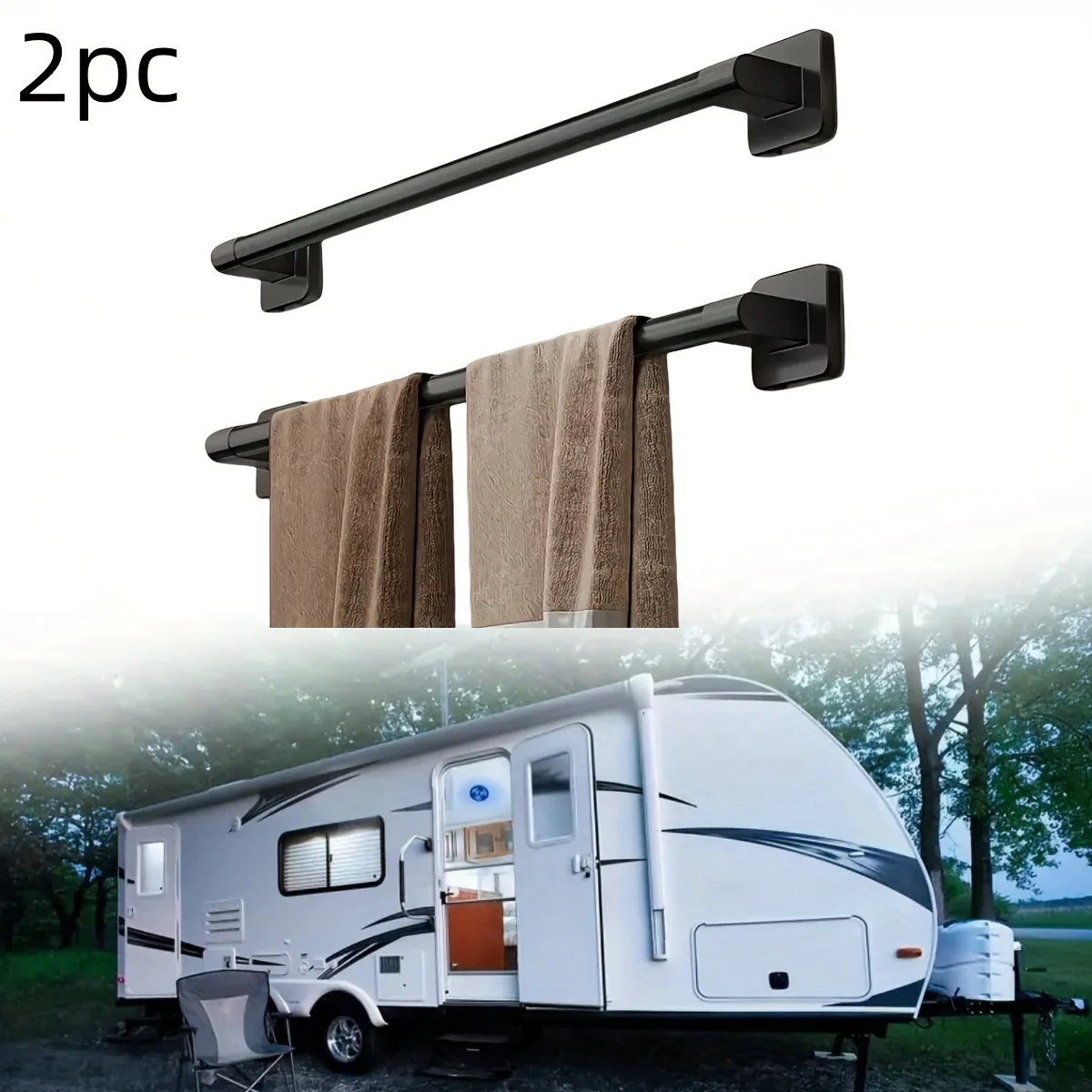 2pc no-drill RV towel racks for wall storage in campers save space perfect for bathroom kitchen towels RV accessories