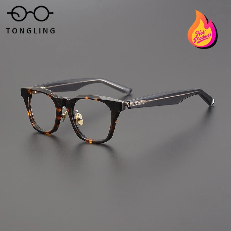 

2025New Retro Women Three-Dimensional Square Designer High-Quality Acetate Men Glasses Frame Supports Custom Prescription Lenses