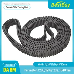 Double-sided Toothed Synchronous Belt DA8M Type Pitch=8mm Perimeter=1200-1840mm Width=15/20/25/30/40/50mm Rubber Timing Belt