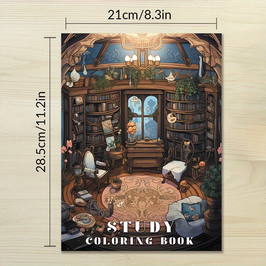 Magic Book House Adult Coloring Book - 8.3x 11.2 Inch 32 Page Coloring Book - Helps Reduce Stress and Ease Emotions