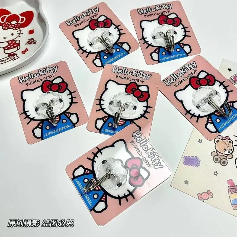 Hello Kitty kait kuat lucu, dekorasi dinding tanpa lubang, perekat kait untuk anak-anak