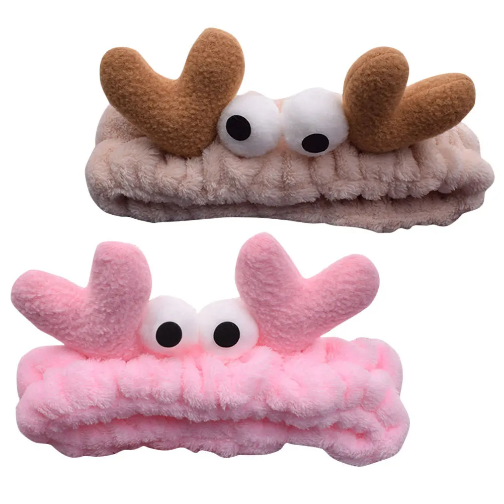 

2pcs Supple Elastic Headband For Women Crab Shaped Face Washing Hairband Makeup Spa Hair Accessories Facial Cleaning Band