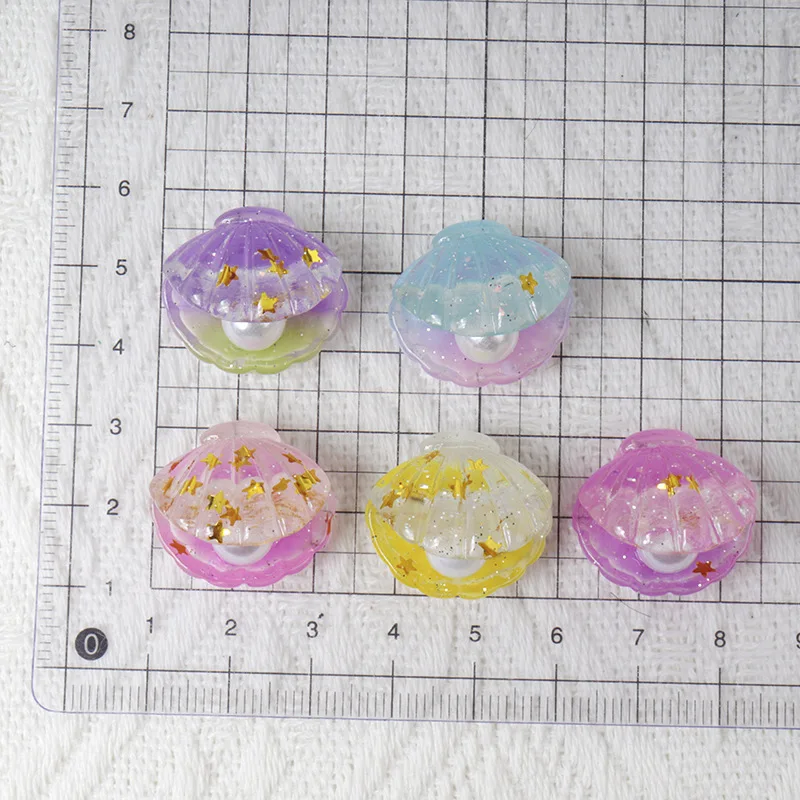10/100pcs Resin Miniature Shell Pearl DIY Stereo Pendant Earrings Handmade Key Chain Crafts Decorative Materials