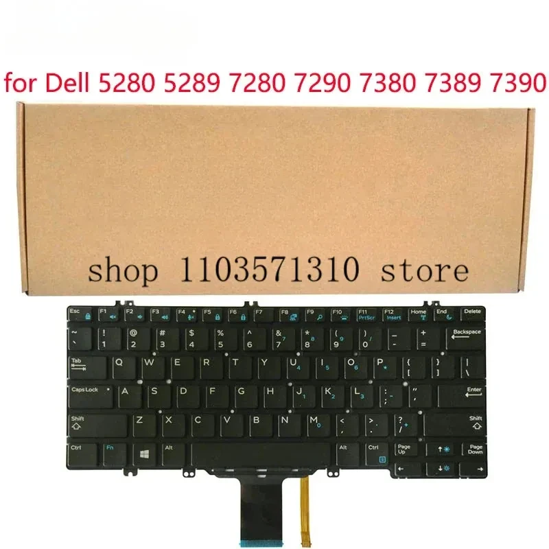 Replacement Notebook US Keyboard for Dell Latitude 5280 5289 7280 7290 7380 7389 7390 Laptop No Frame (Backlight) zm