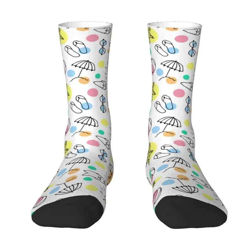 Doodle Background Pattern With Giraffe Starfish Sun Socks Elegant Stockings Men Soft Cycling Socks Winter Design Anti Skid Socks