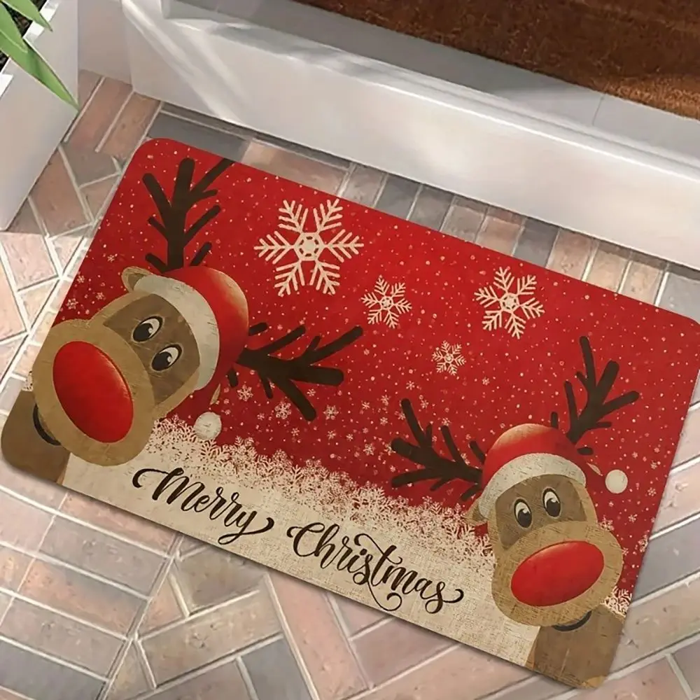 Tapete de porta de Natal VIKAMA, tapete de boas-vindas interno e externo para porta traseira dianteira, decoração de inverno de férias ​   casa