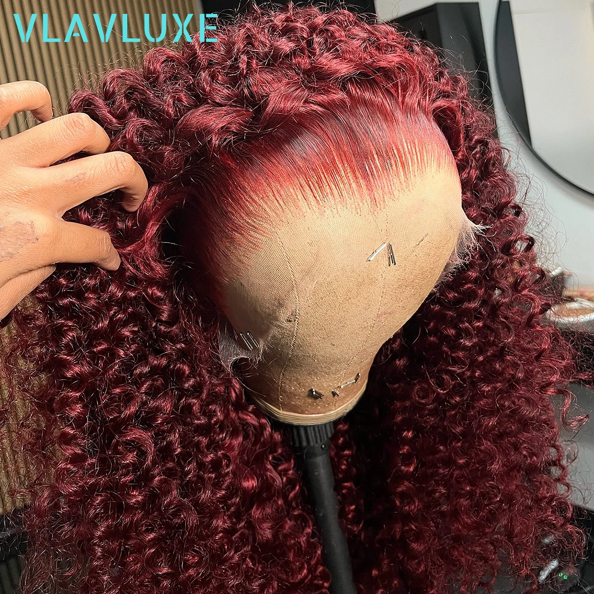 9x6 6x6 HD Lace Frontal Human Hair Wig 36 Inches 99J Burgundy Color 300 Density 7x7 Transparent Lace Curly Frontal Glueless Wigs
