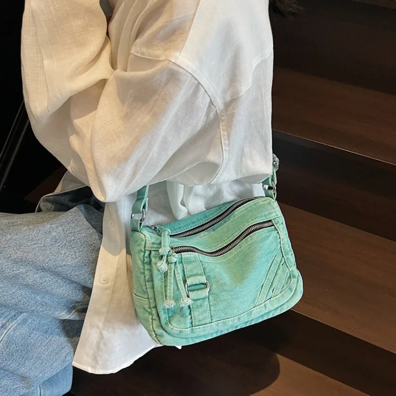 

2025 Retro Crossbody Bag New Denim Large Capacity Fashion Unisex Shoulder Bag Trendy Small Niche Messenger Purse
