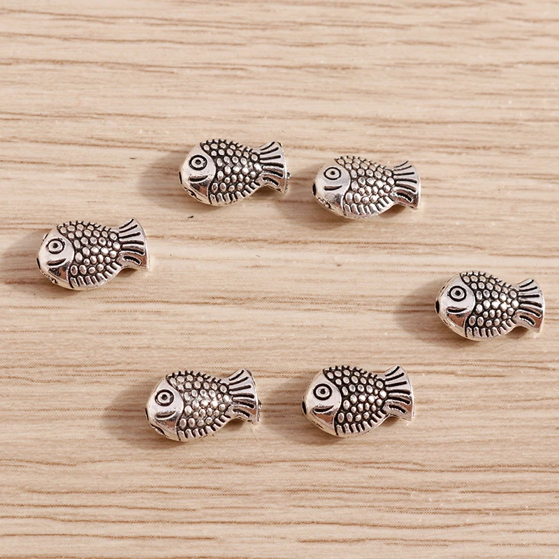 Tusember 40 Stück 7*10mm Metall Niedliche Kleine Fisch-Charms Perlen Anhänger für Schmuckherstellung Handgemachte Halsketten Ohrringe Armbänder DIY – Detail 2