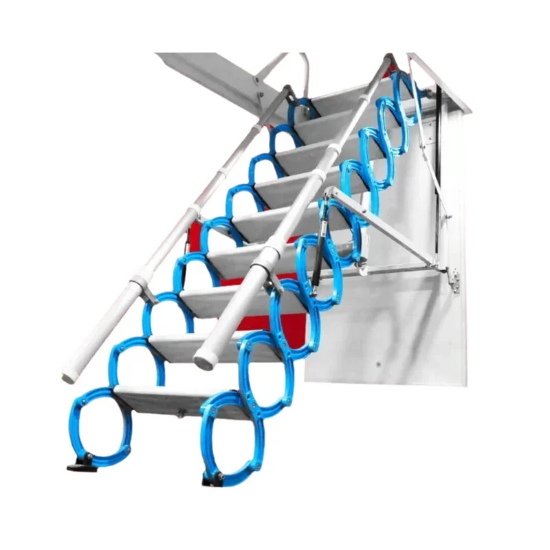 Telescopic Ladder Semi-automatic Titanium Magnesium Carbon Steel Villa Household Indoor Lifting Folding Ladder