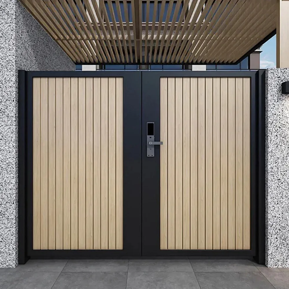 Luxury Aluminum Powder Coated Swing Cantilever Gate Modern Front Yard Entrance Automatic Driveway Outdoor Security Residential