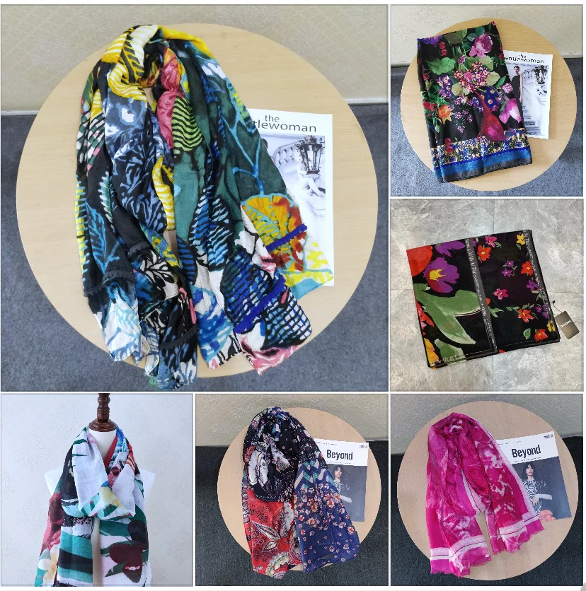 

Внешняя торговля, оригинальный заказ, испанская вышивка, пляжный солнцезащитный козырек с принтом, уличное украшение, осенне-зимний теплый женский шарф