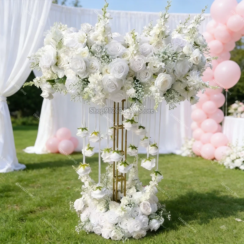 

Белая роза и ландыш, цветочная композиция для свадебного стола, декоративный подсвечник, цветочный венок, оформление для мероприятий и вечеринок