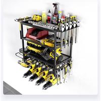 4 Layers Metal Wall-Mount Organizer for Power Tools Heavy Duty Metal Drill Rack with Strong Bearing Capacity for Garage Storage