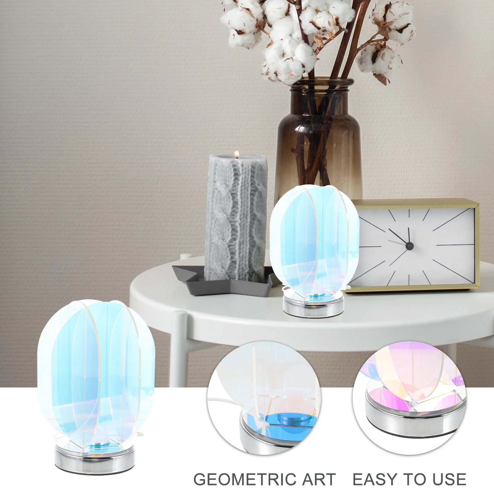 

Acrylic Desk Lamp Rgb Color Changing Tabletop Light for Bedside Counter Decor Unique Stylish Desktop Lamp for Living Room