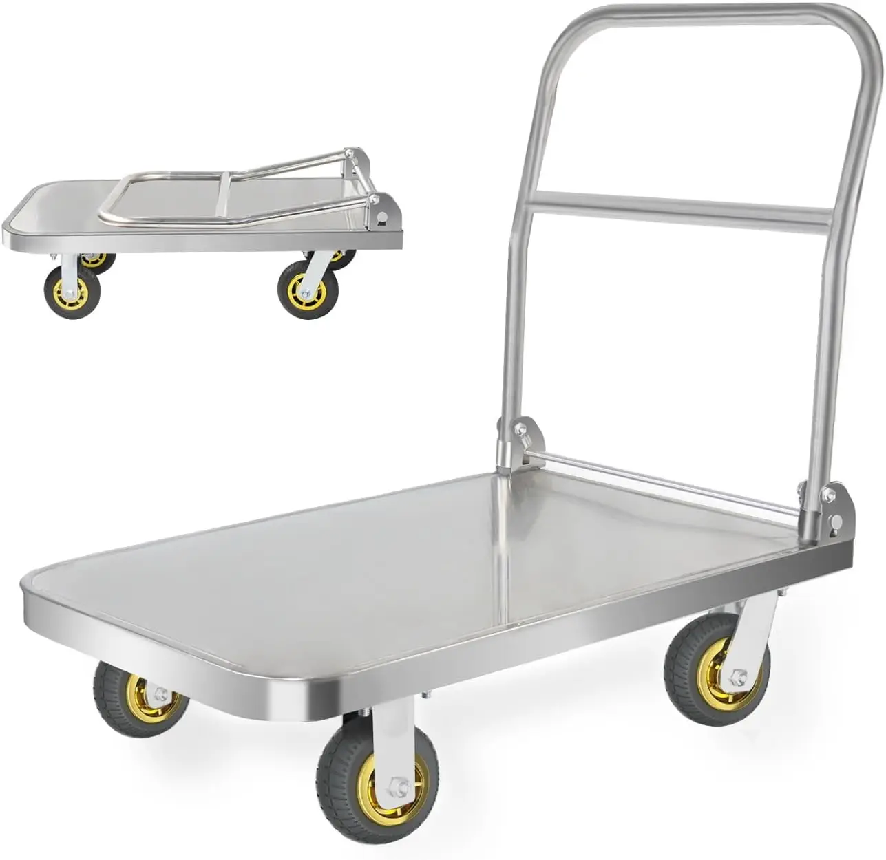 ly Cart Heavy Duty Hand Truck 660Lbs Stainless Steel Folding Cart With Wheels Used For Warehouse Transport Groceries