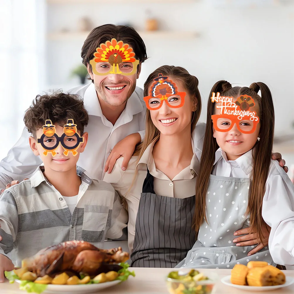 

9 Pcs Turkey Glasses Frames Decorative Eyeglasses Thanksgiving Party Supplies Photo Props Holiday Gifts