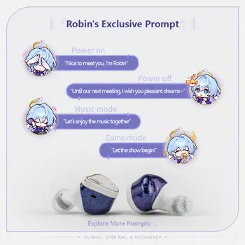 Sluchátka MOONDROP ROBIN Honkai Star Rail Robin's TWS Hybridní dynamický měnič + planární měnič ANC TWS sluchátka 8 nejlepší prodej Náustek Sky Solo - №2