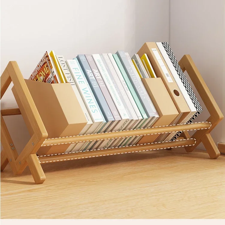 Desktop Student Children\'s Small Bookshelf for Easy Storage of Books Table Top Bay Window Bedside Desk, Solid Wood