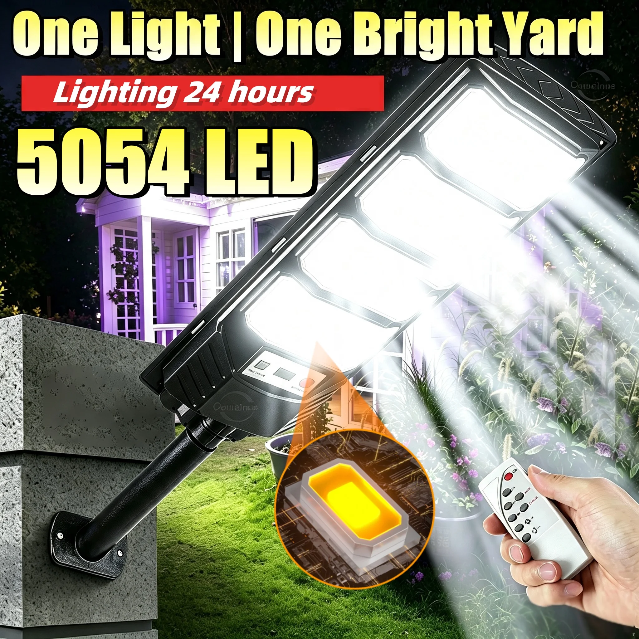 Super Bright 5054 LED Solar Street Light Motion Sensor Remote Control IP67 Waterproof No Wiring Solar Lamp for Garden Yard Patio