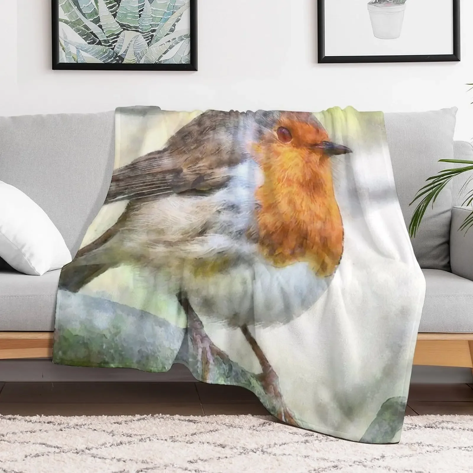 Christmas Robin Redbreast Winter Watercolor Throw Blanket wednesday Multi-Purpose sofa bed Blankets For Bed Blankets