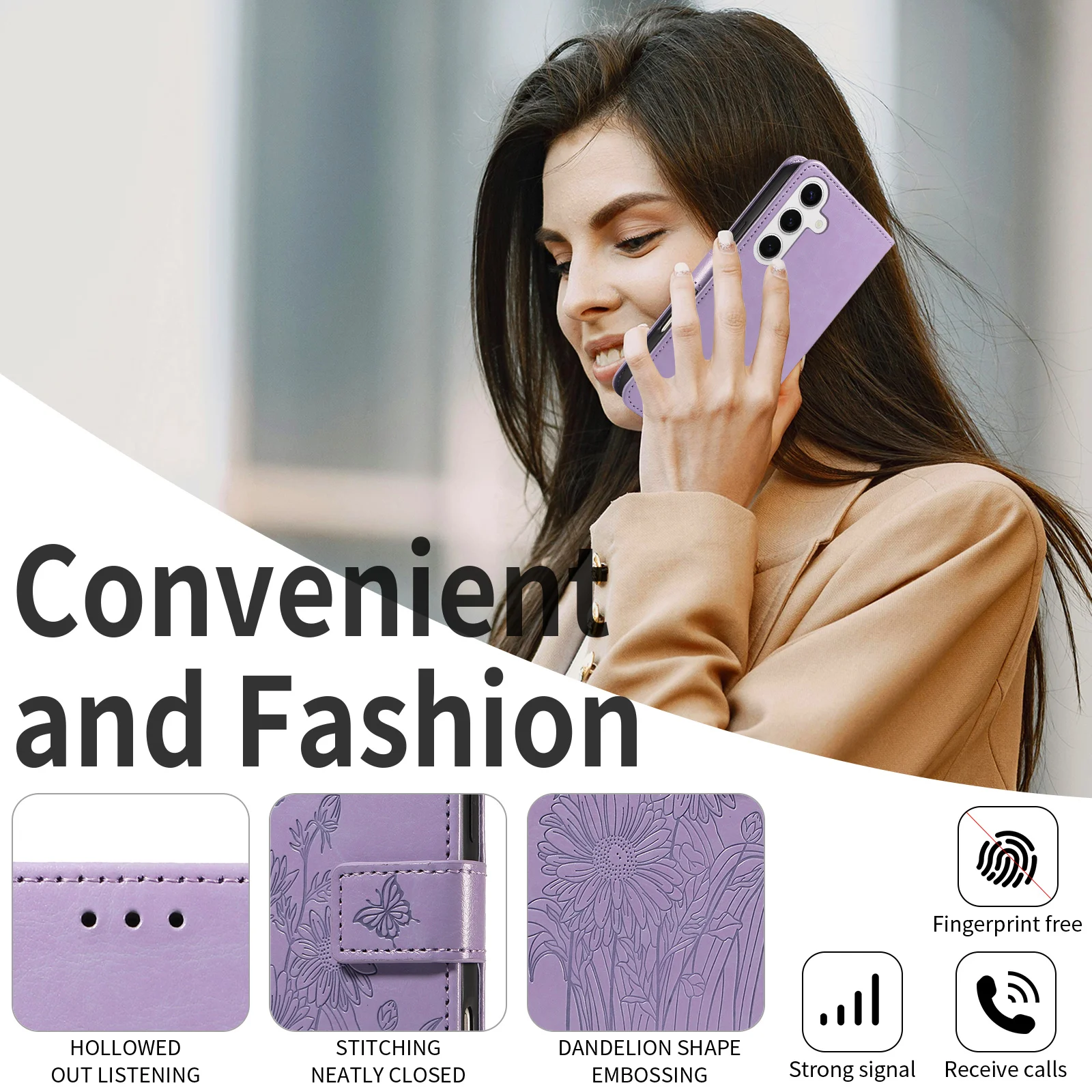 Geprägte Flip-Kartenfach-Schutzhülle für Samsung S26/S25/S24/S23/S22/S21/S20Fe Kunstleder Brieftaschen-Handyhülle – Detail 11