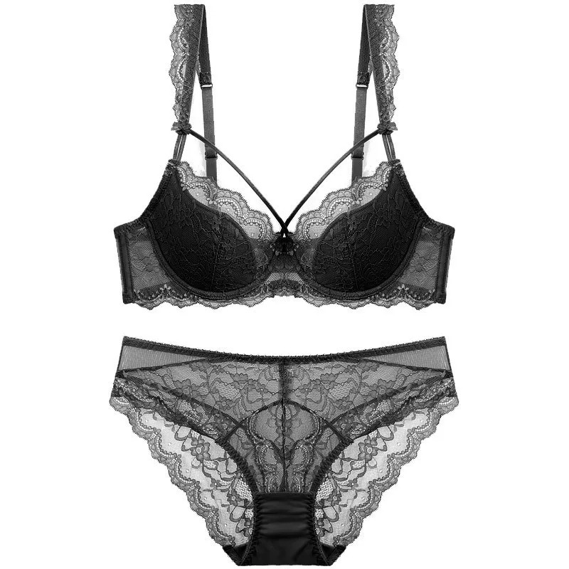 Sexy Lace Lingerie Set Women\'s Thin Cotton Anti Sagging Bra Female Summer Breathable Underwear Sweet Lace Gathering Bra Everyday