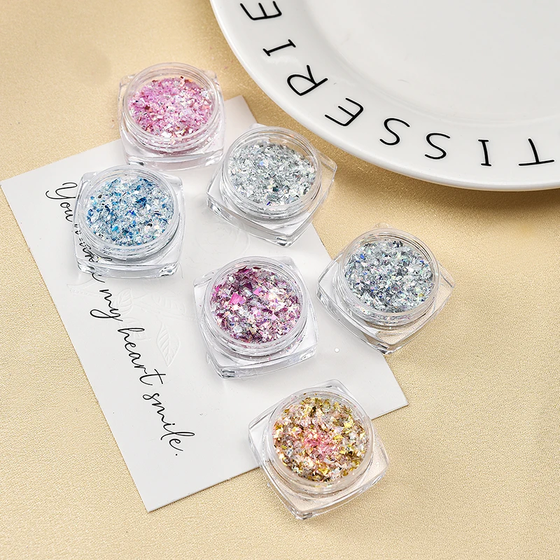 6 pots/ensemble fard à paupières paillettes Gel crème visage cheveux corps ongles paillettes Gel coeur étoile lune paillettes lâches Festival maquillage décorations