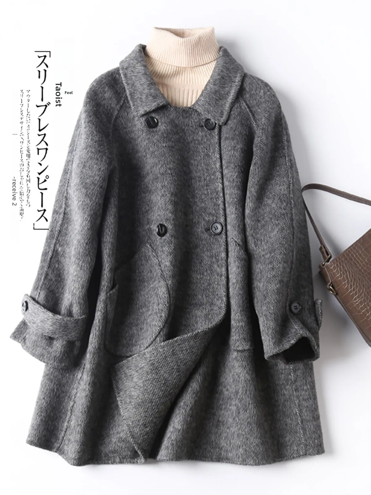 

Двустороннее шерстяное пальто австралийского бренда, длинное пальто трапециевидной формы, двурядное пальто на пуговицах, Camere, зимняя верхняя одежда для женщин