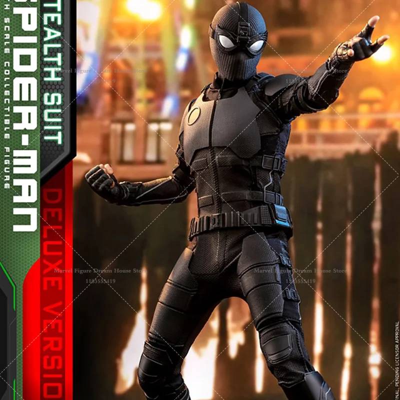 HOTTOYS MMS541 1/6 Scale Marvel Spider-Man Far From Home Peter Parker Black Stealth Suit 12-inch Full Set Action Figure Soldier