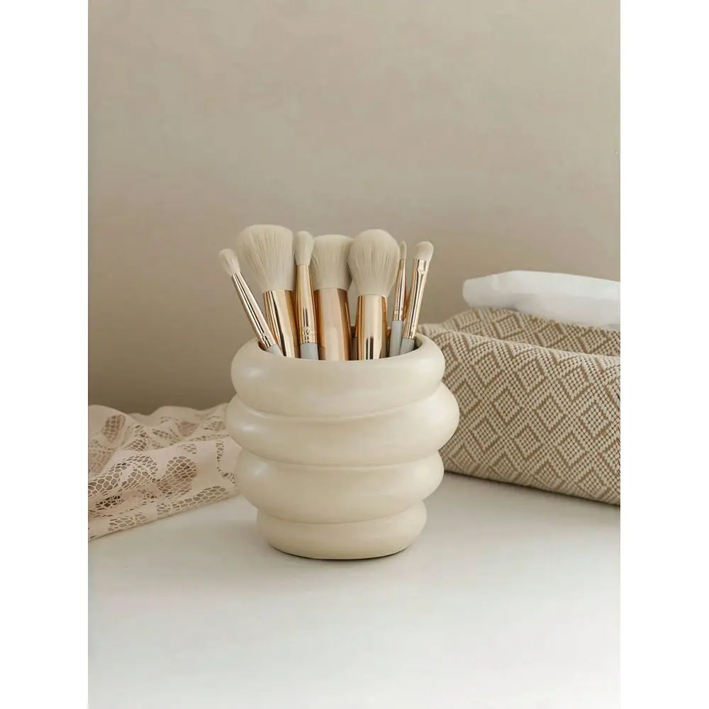 

Ceramics Honey Jar Shaped Makeup Brush Holder,Cute Milk White Cosmetics Display Rack, Beauty Storage Box Best Gifts Birthday,Ho