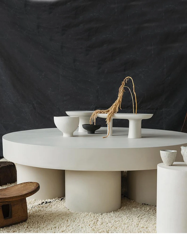 Nordic Style round Tea Table Ins Style Minimalist Small Apartment Coffee Table Combination Solid Wood round round Tea Table