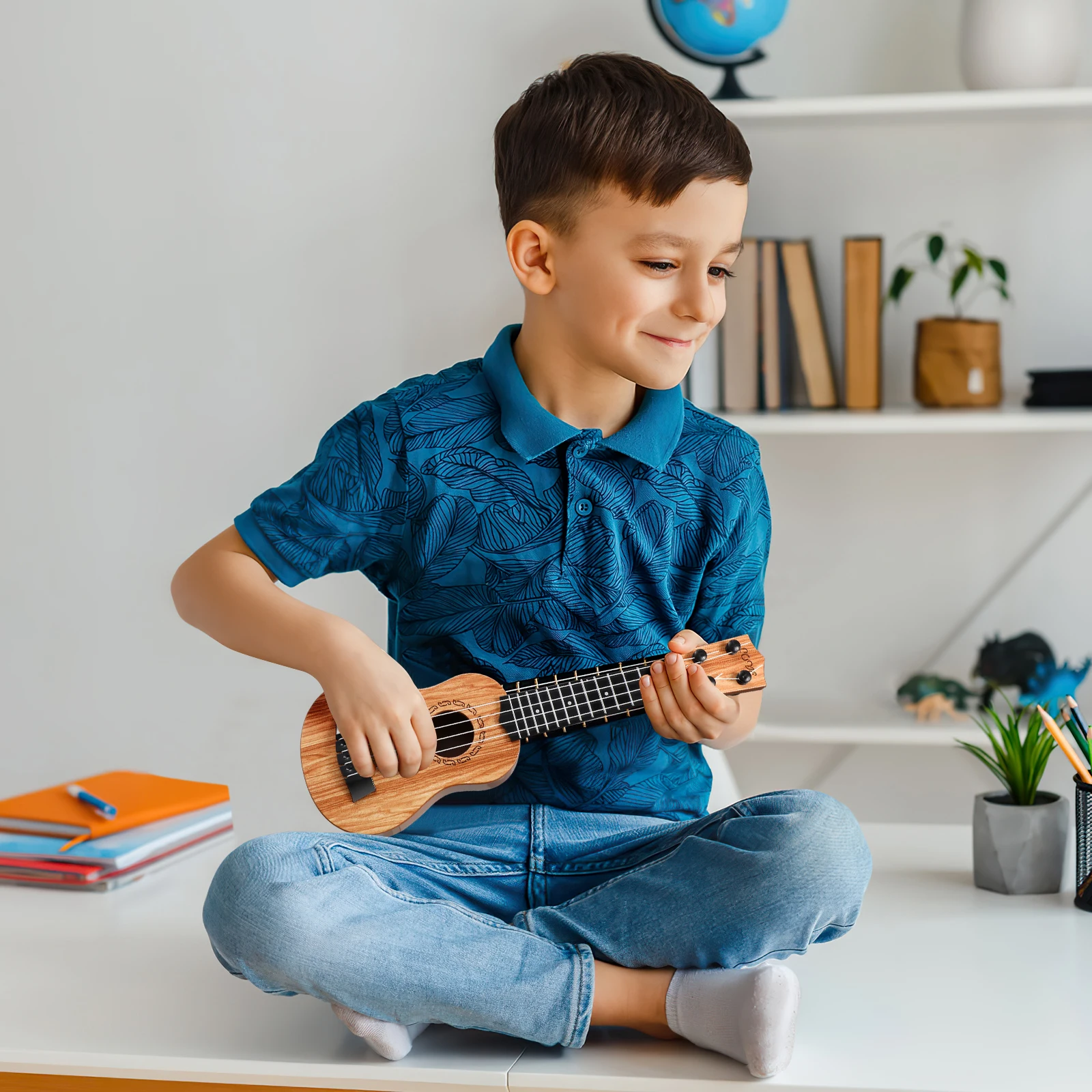 

Children Little Guitar Ukulele 38cm Die Wood Musical Toy Instrument Lightweight Design Stimulate Interest Develop