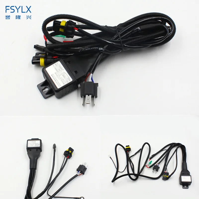 FSYLX-controlador de arnés de cables para faro de coche, accesorio con lente de proyector HID bixenon H4, 12V, 35W, 55W, 75W