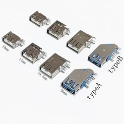 5PCS USB2.0/USB 3.0 AF Type High-Speed Socket Connector USB Female Jack Side DIP Long/Short Body For Data Transmission Charging