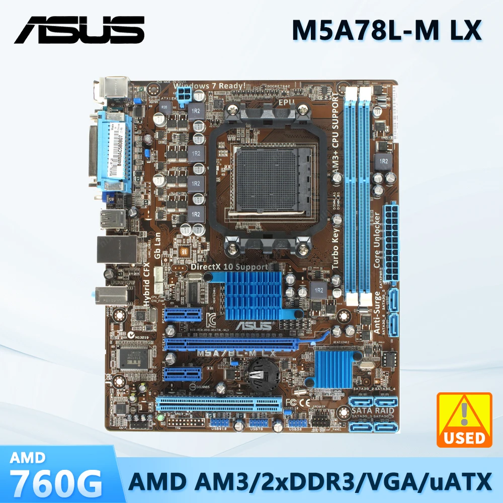 ASUS M5A78L-M LX Motherboard Socket AM3+ AMD 760G DDR3 16GB PCI-E 2.0PCI-E 2.0 VGA SATA II USB2.0 support FX-6300 cpu