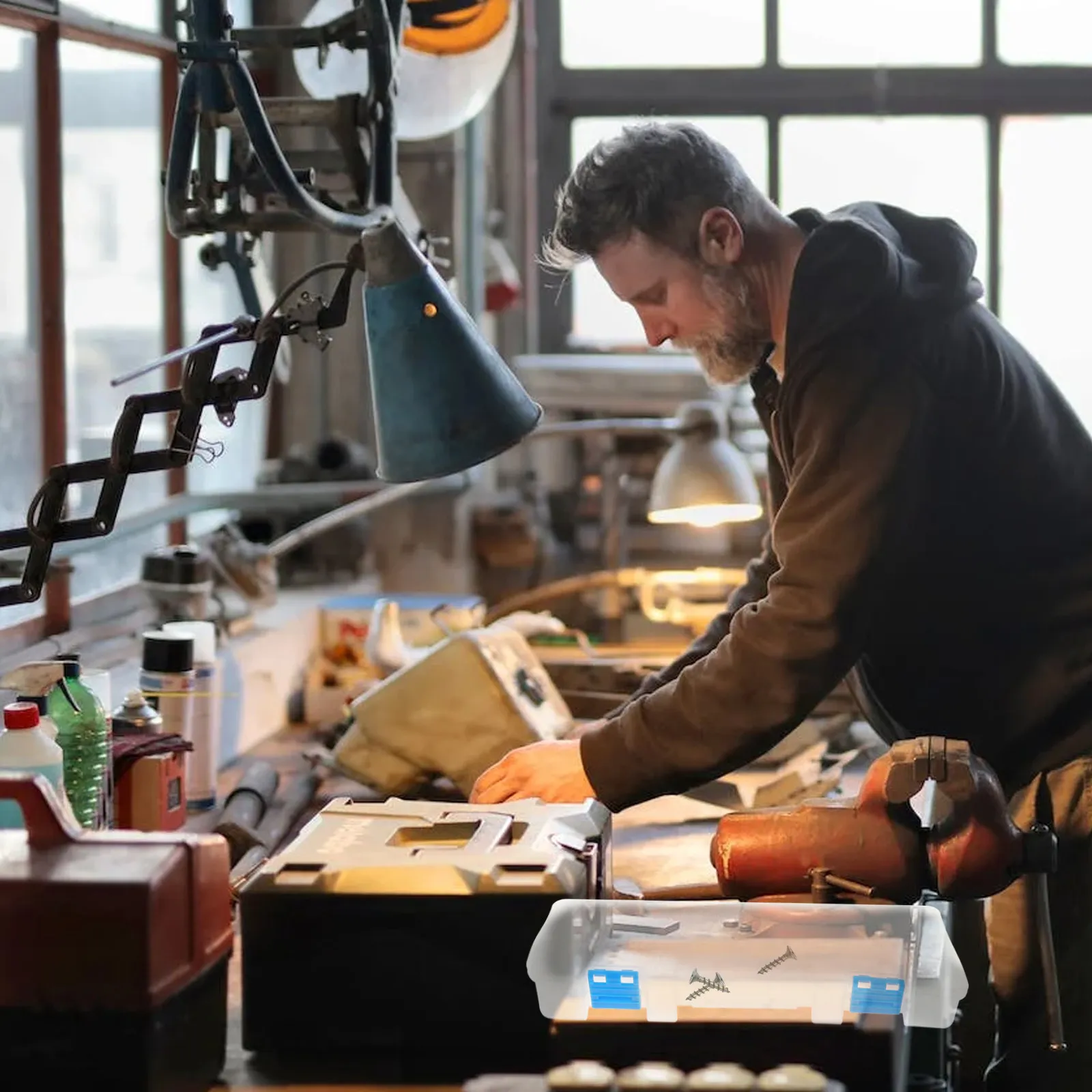 

Пластиковый органайзер для инструментов, контейнер для мелких деталей, портативный кейс для винтов и метизов, прозрачная крышка, ящик для хранения инструментов