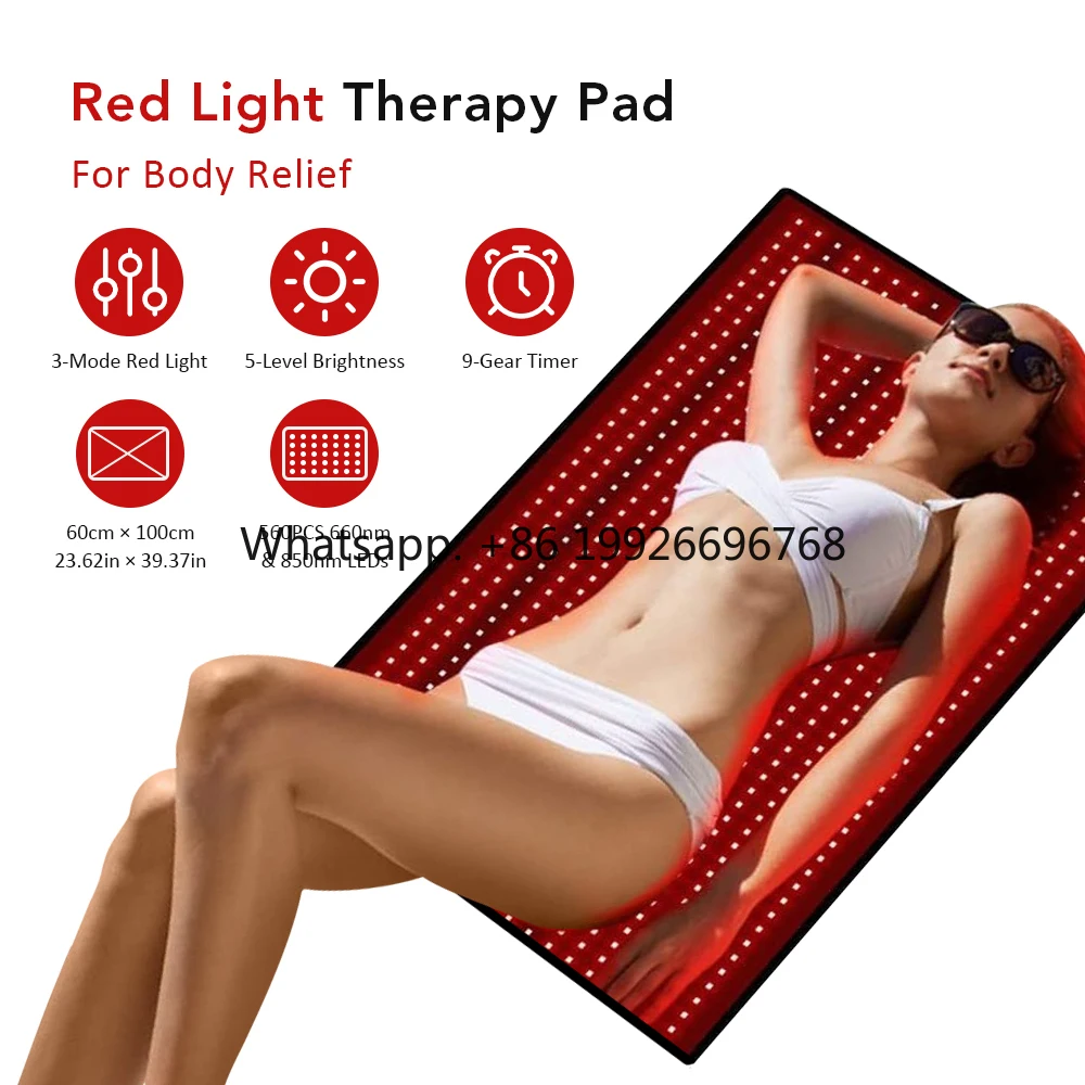 

23.62''x39.37'' Red Light Therapy Mat Near Infrared Light Therapy Pad with 660nm & 850nm LEDs for Body Back Belly