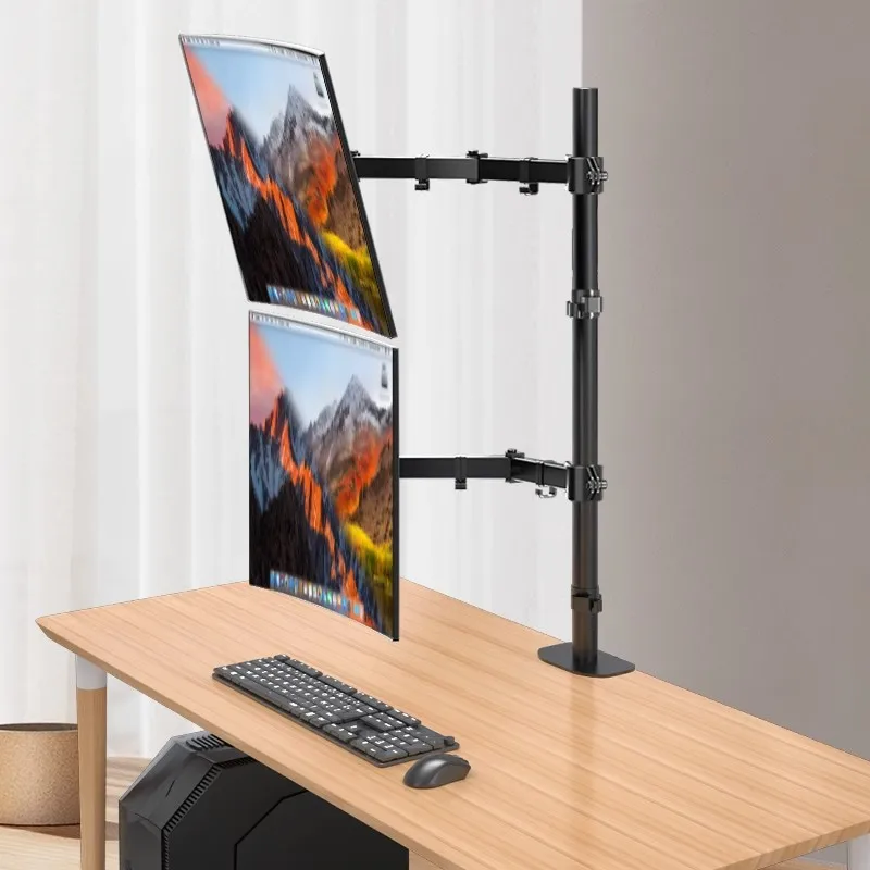 

Dual-screen monitor bracket, up, down, left, right, retractable folding robotic arm, computer screen heightening cantilever