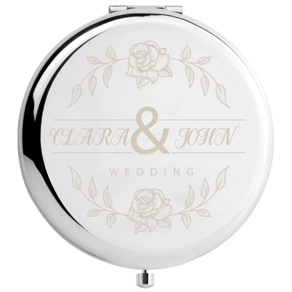 

1 pc nice Flowers pattern for wedding decorations Custom Name Mirror With Name Round Circle Wedding Guest Gifts Mirror