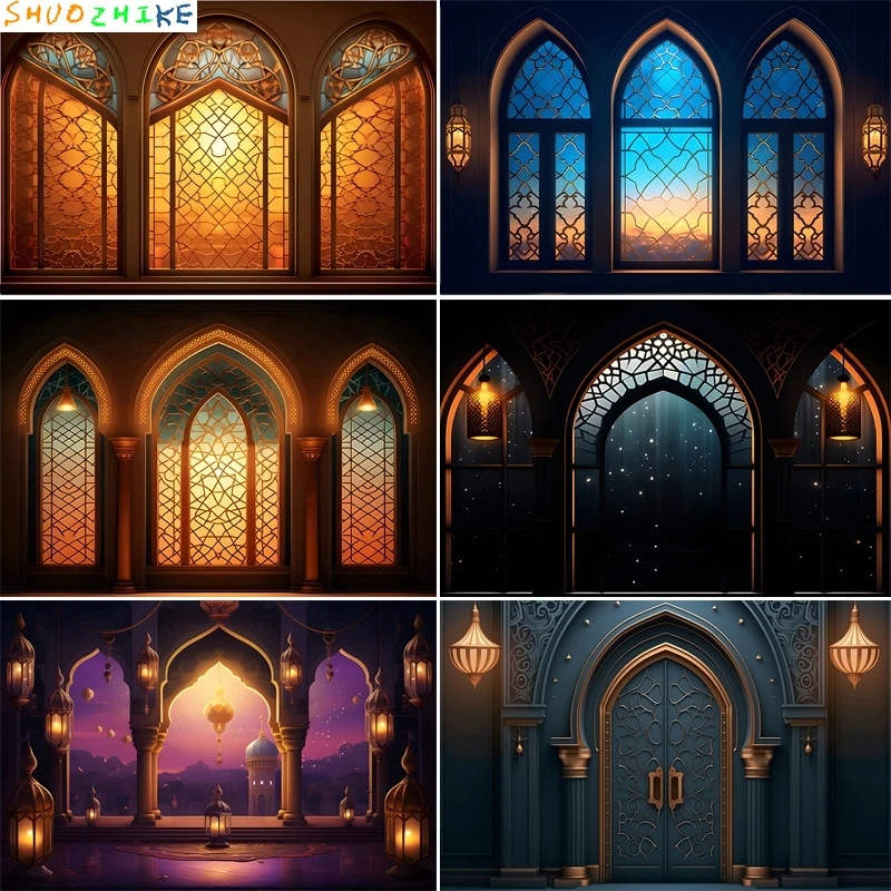 

Kareem Ramadan Mubarak Photography Backdrops Kareem Muslim Islamic Moon Night Party Moon Lanterns Mosque Photo Background MB-03