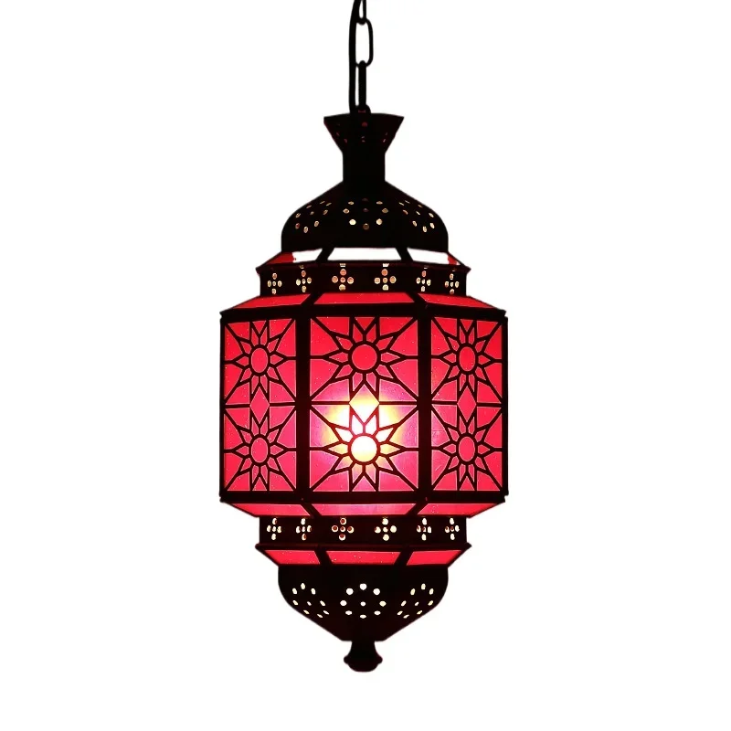 

Arabian Classical Copper Flower Art Restaurant Clubhouse Entertainment Room Aisle Corridor Stained Glass Chandelier