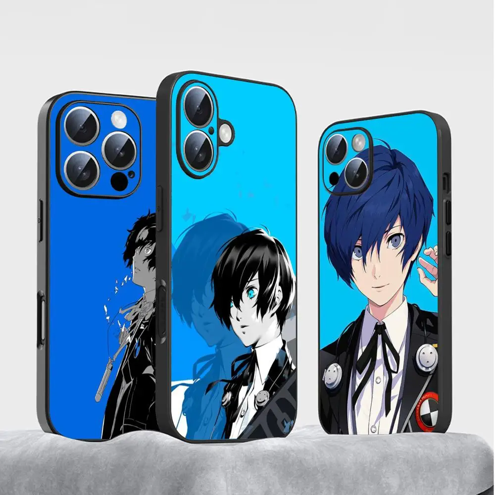 Coque de téléphone antichoc noire souple à motif anime Persona 3 super cool pour iPhone 17, 16, 15, 14, 13, 12 Plus, Mini, Pro, Max